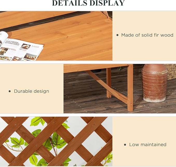 Outsunny Patio Garden Bench Arbor Arch - Image 4