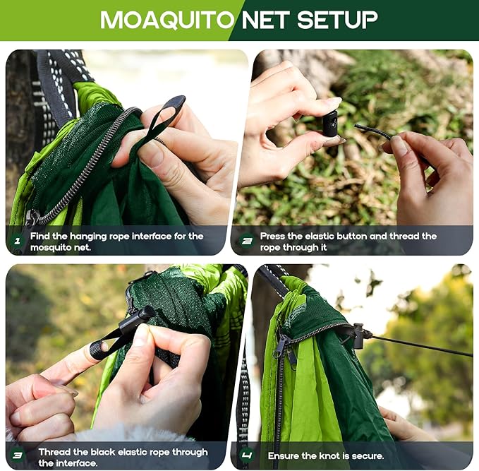 Camping Hammock Mosquito Net, Double & Single Portable Hammocks Hammocks - Image 4