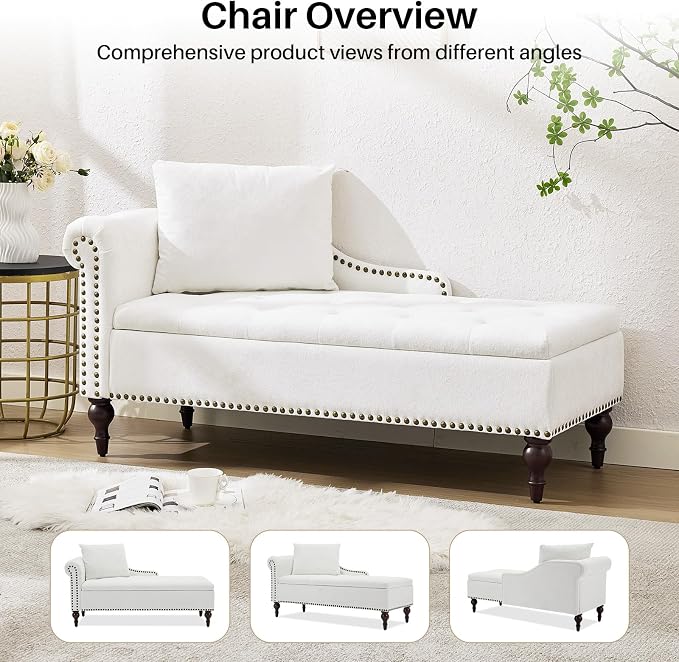56.6" Wide Chaise Lounge Indoor - Image 5