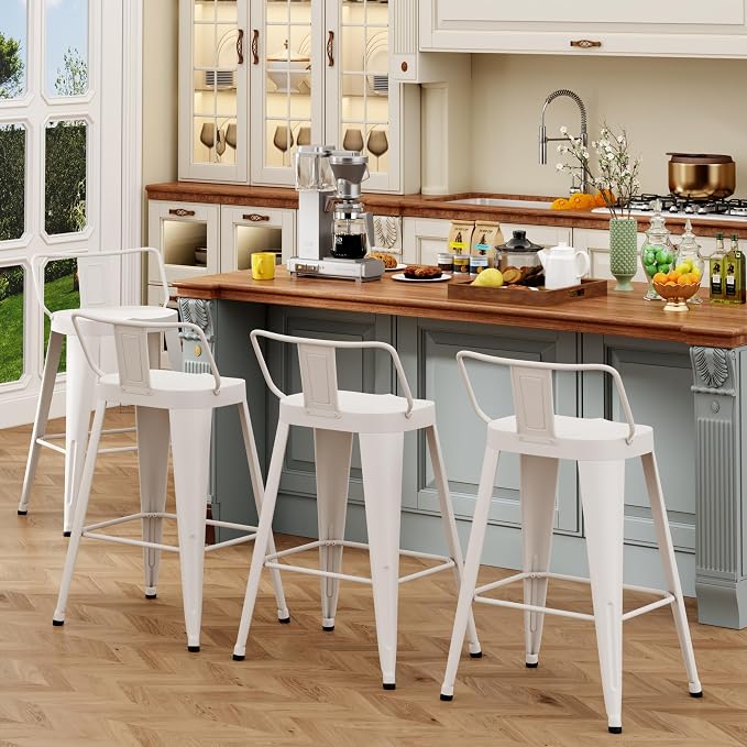 ALISH 30 Inch Bar Stools Set of 4, Industrial Metal Barstools Farmhouse Bar - Image 8