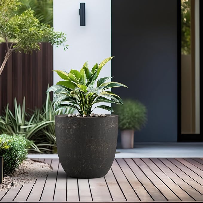 Kante 18 Inch Dia Round Concrete Planter, Indoor Outdoor Large Plant Pot - Image 4