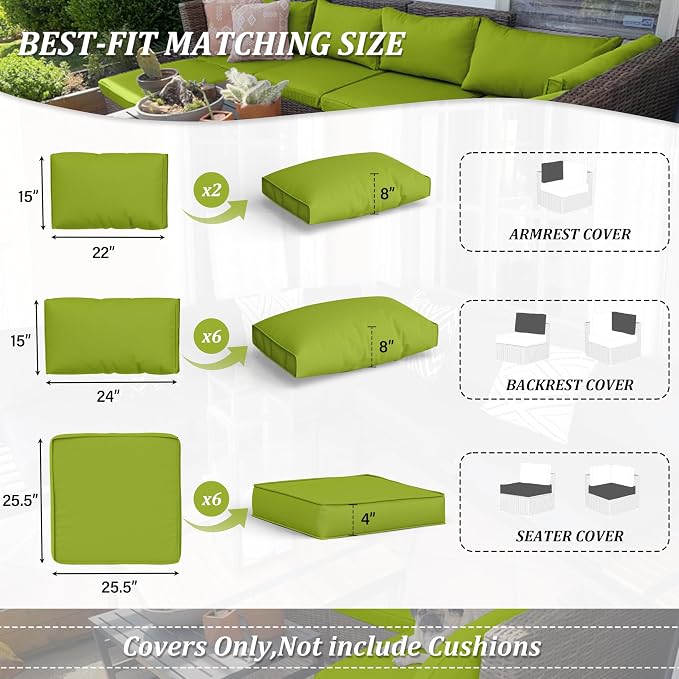 14 Pcs Outdoor Cushion Covers Patio Cushion Slipcovers Replacement Splash Proof - Image 2