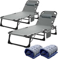ABORON 2PK Heavy Duty Tanning Chair, 5-Gear Outdoor Folding Chaise Lounge Chair by ABORON