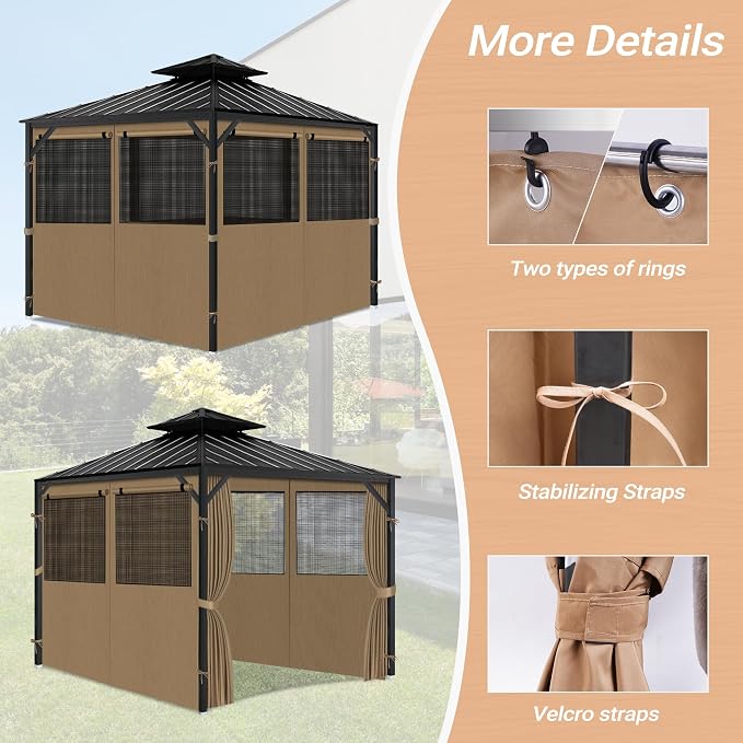 Gazebo Privacy Curtain 10'x12', Replacement Curtains - Image 3