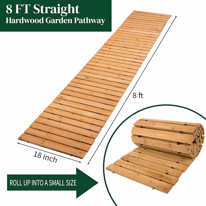 Plow & Hearth Outdoor Wooden Pathway, Natural Waterproof Weatherproof Hardwood - Image 3