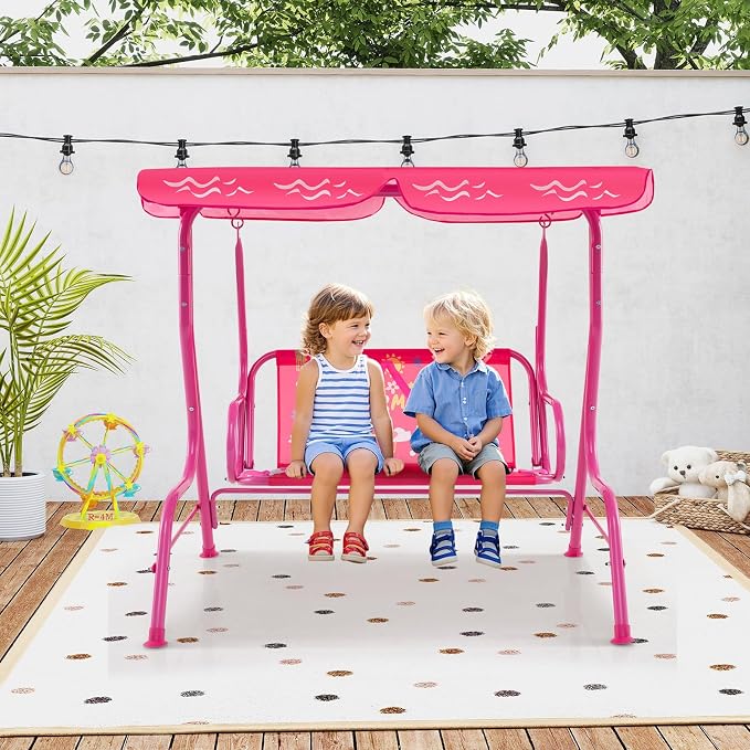 Costzon Kids Porch Swing, All-Weather Patio Swing Bench Hammock w/Adjustable - Image 8