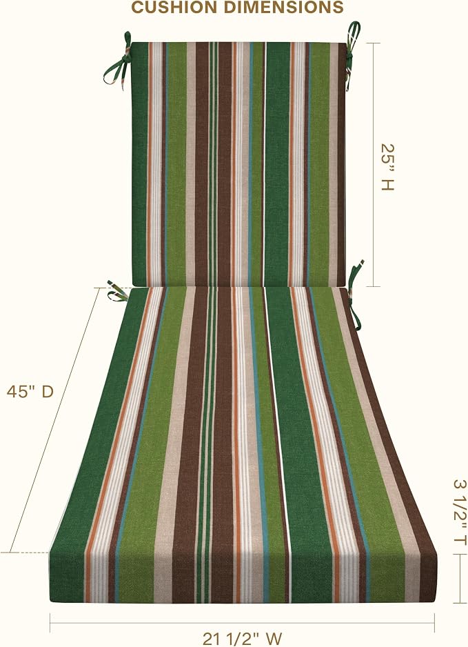 Honeycomb Outdoor Heritage Chaise 21.5 x 70, Stripe Pine Green Chaise Lounge - Image 4