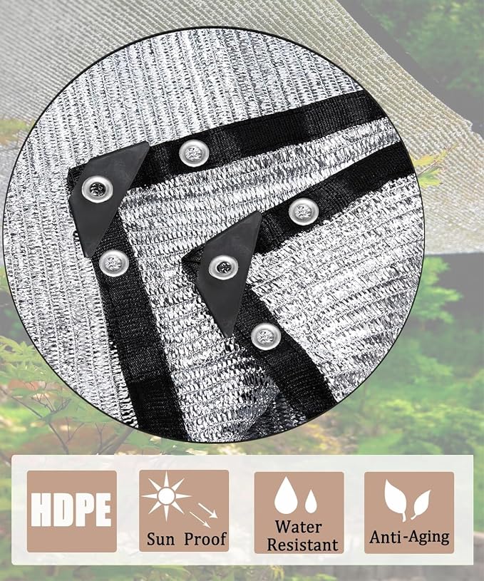70% Aluminum Shade Cloth 6.5 FT x 12 FT, Durable Mesh Silver Tarps - Image 3