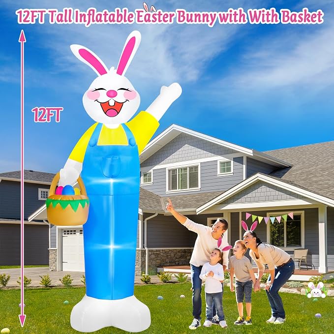 MICOCAH 12Ft Tall Giant Easter Inflatables Outdoor Decorations Lighted - Image 2