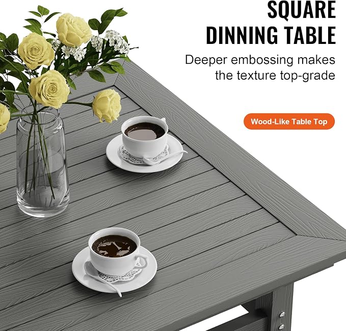 VEVOR Outdoor HIPS Patio Dining Set, 5 Pieces Patio Table and Chairs Set - Image 4