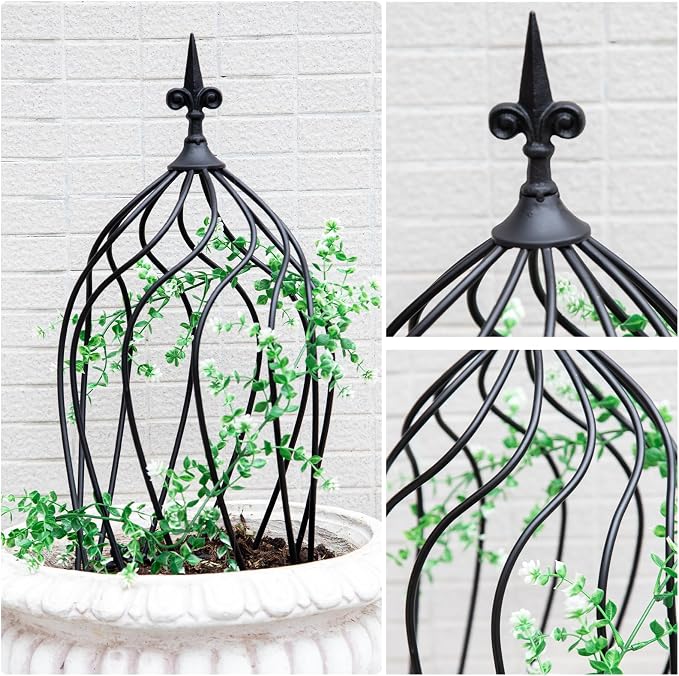 23-Inch Metal Obelisk Trellis for Climbing Plants | Sturdy Iron Design - Image 3