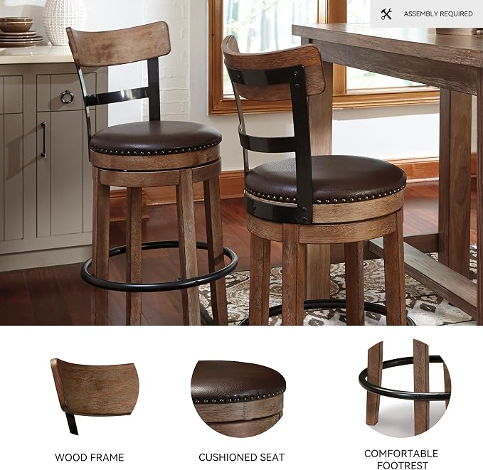 Signature Design by Ashley Pinnadel 30" Modern Swivel Pub Height Barstool - Image 4