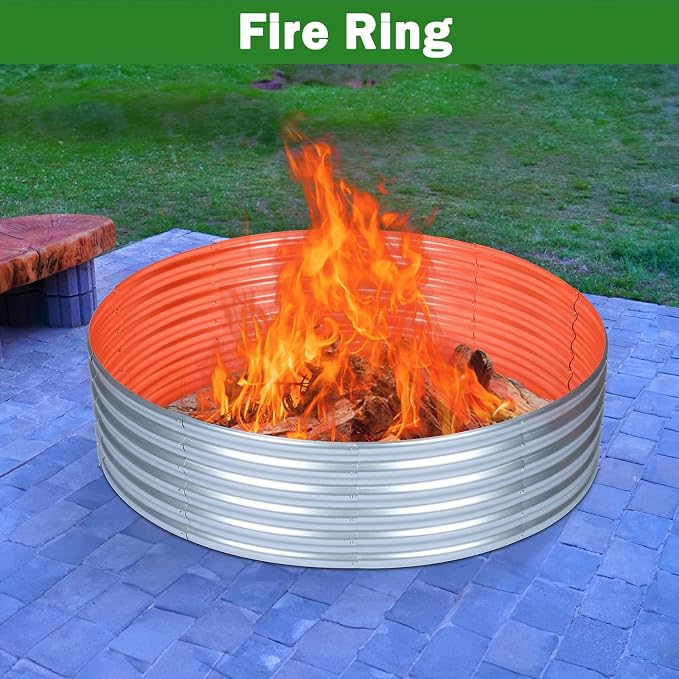 OUSHENG 4x4x1ft Round Galvanized Raised Garden Beds Outdoor, Steel Fire Pit - Image 7