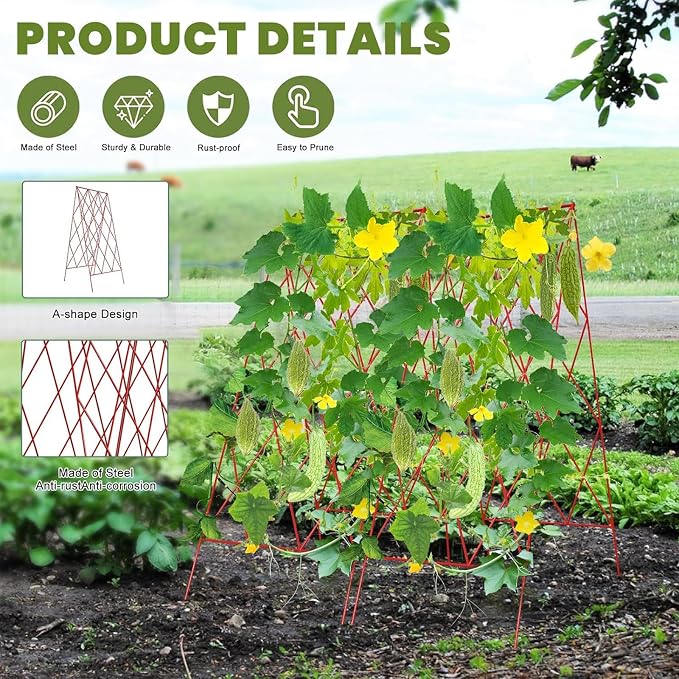 Cucumber Trellis 2 Pack, Foldable A-Frame Garden Trellis - Image 3