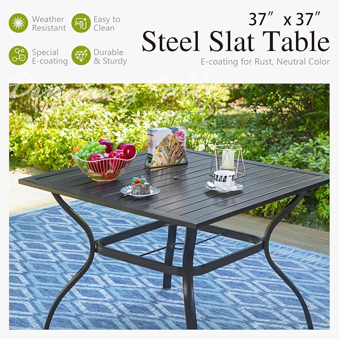 PHI VILLA 37" Patio Table for 4, Metal Outdoor Dining Table - Image 4