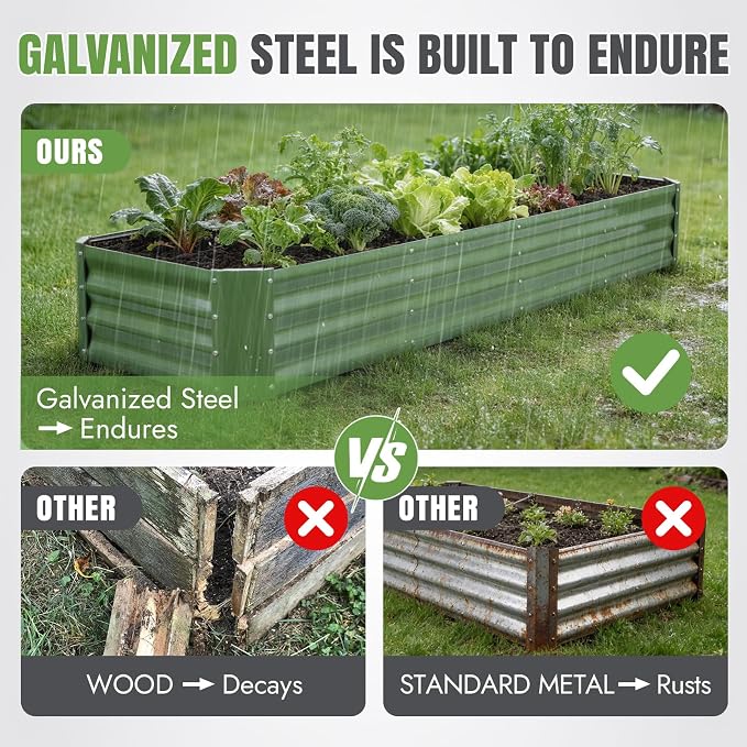 INNO STAGE 8×2×1ft Galvanized Raised Garden Bed Kit, Galvanized Planter Raised - Image 3