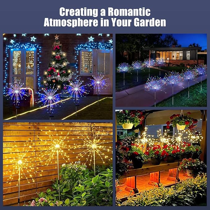 Outdoor Solar Garden Lights, 120 LEDs 8 Lighting Modes Waterproof Solar - Image 4