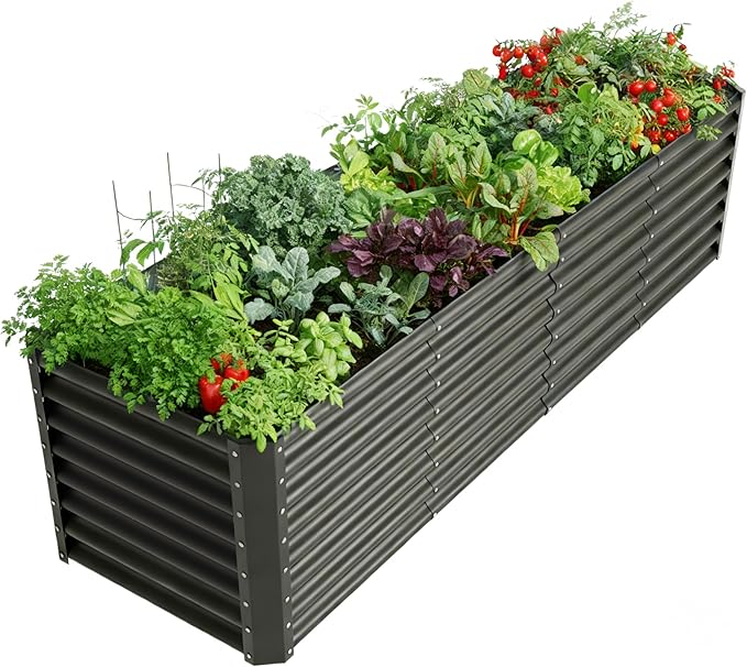 8x2x2ft Raised Garden Bed Kit, Galvanized Planter Garden Boxes Outdoor by kingddeergardenbed