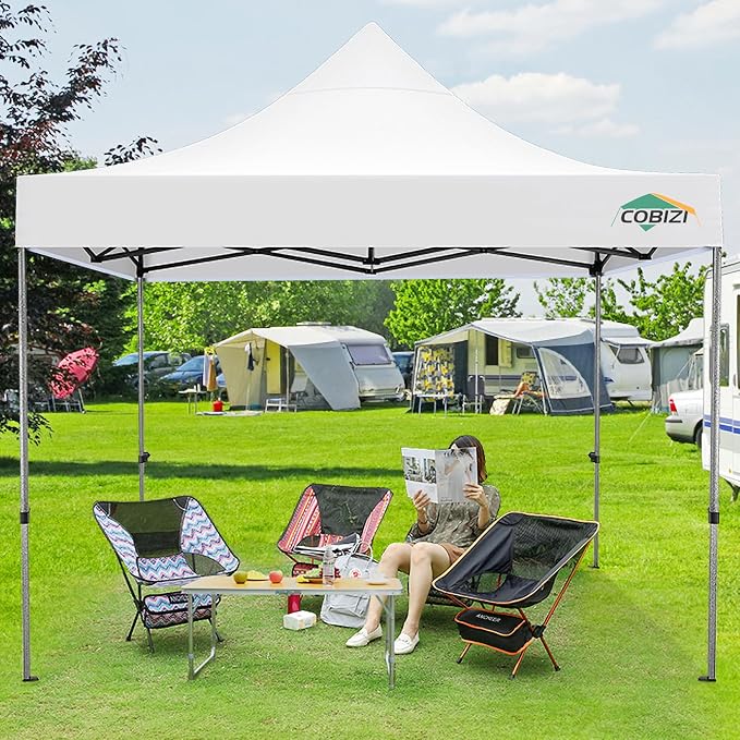COBIZI 10x10 Pop Up Canopy Without Sidewall, Heavy Duty Canopy UPF 50+ All - Image 2