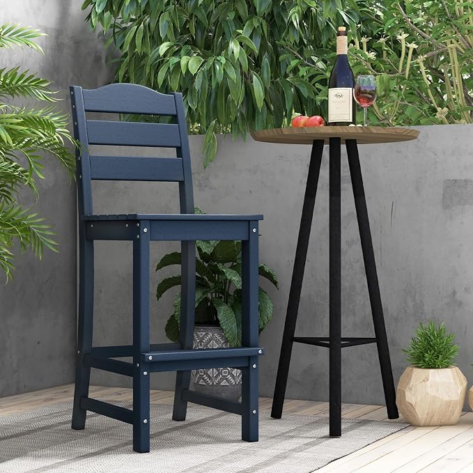 Giantex Outdoor HDPE Bar Stool, Patio Tall Bar Chair - Image 2