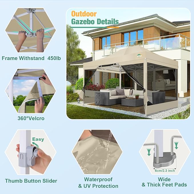 COBIZI 10x15 Canopy Tent, Heavy Duty Pop up Canopy - Image 2