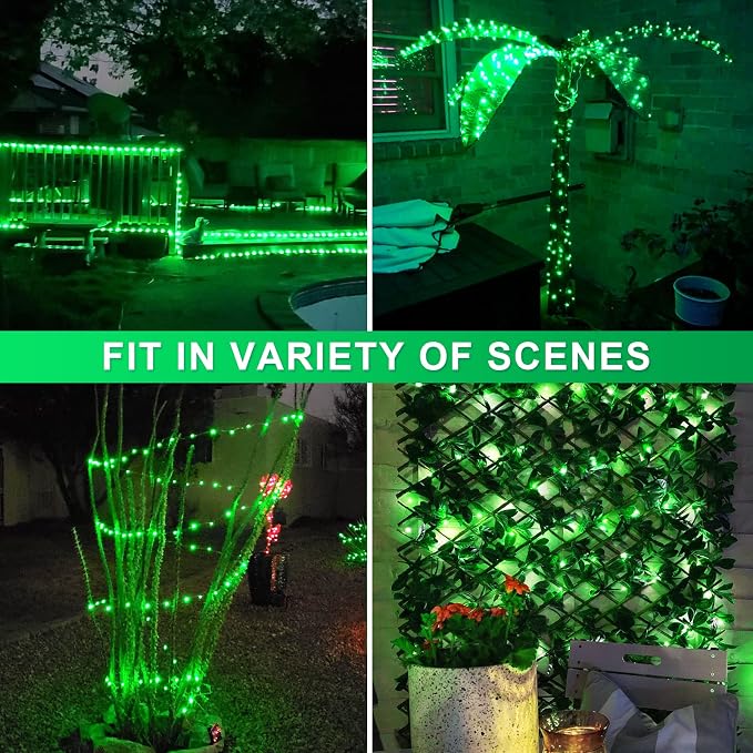 JMEXSUSS 4 Pack Green Solar Christmas Lights, Total 400 LED 132FT Solar String - Image 6