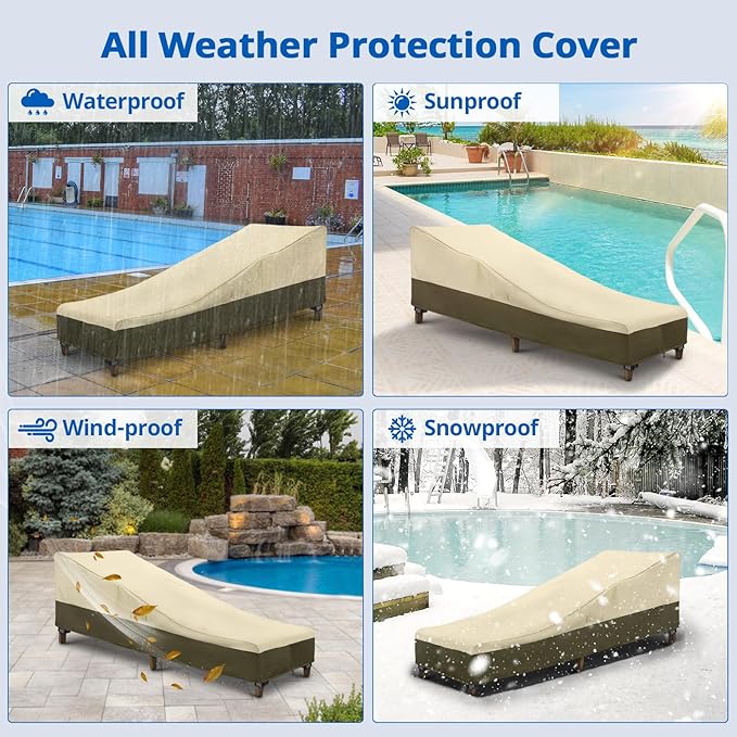 SunPatio Chaise Lounge Cover Outdoor Waterproof, Heavy Duty 2 Pack Patio Lounge - Image 8