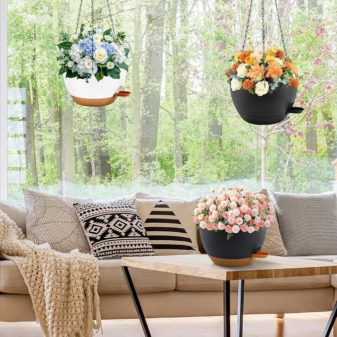 10 inch Hanging Planters for Indoor Plants, 3 Pack Self-Watering Hanging - Image 2