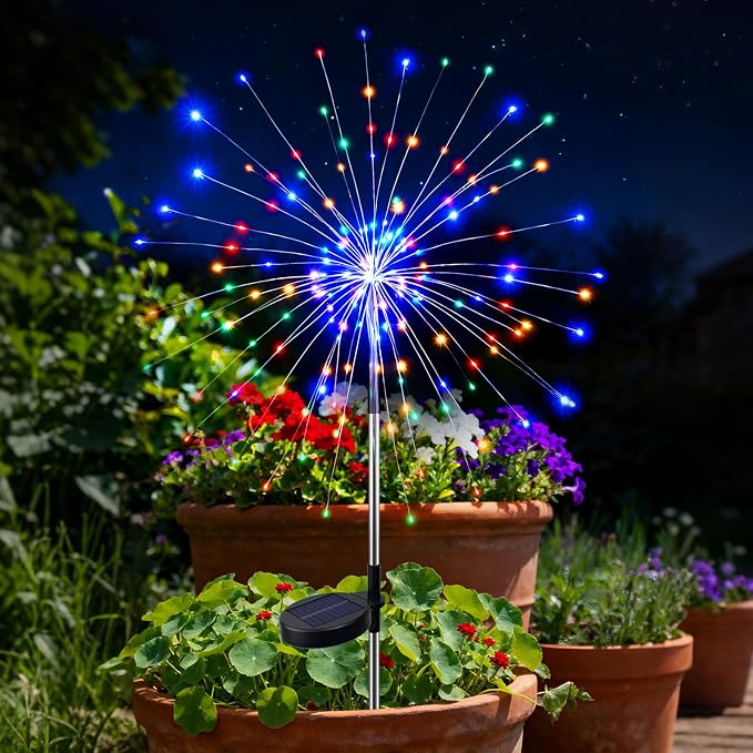 btfarm 1 Pack Solar Garden Lights Outdoor, 8 Modes Firework Lights Solar Powered by btfarmdecorativelighting