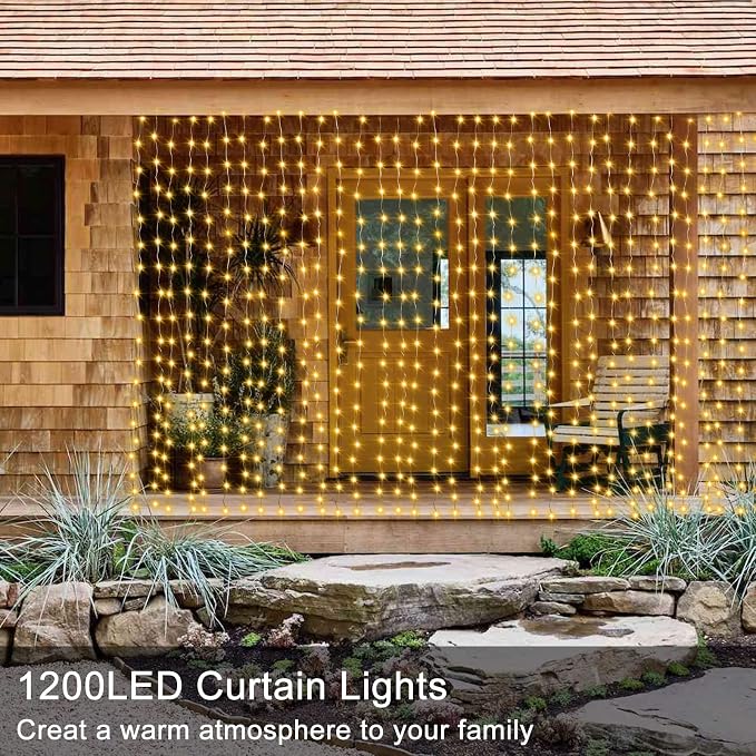 ZAIYW 1200 LED Curtain Lights 10x10Ft, Plug in Fairy Curtain Lights - Image 2