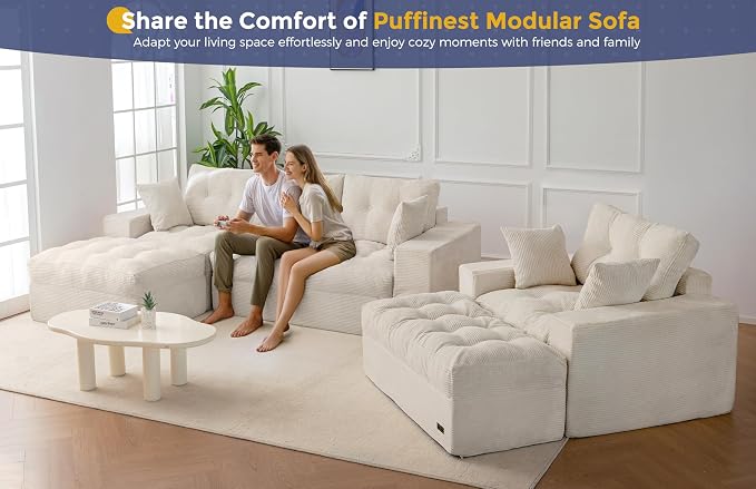 MAXYOYO Sectional Sofa Couch and Chaise Lounge, L Shaped Modern Cloud Couch - Image 9