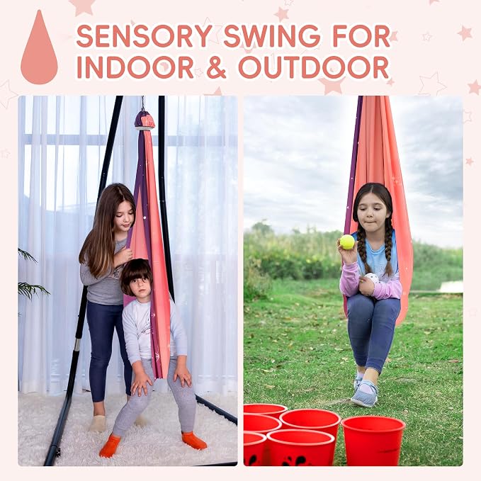 OUTREE Sensory Swing for Kids, Double Layer Therapy Hammock, Indoor Swing - Image 6