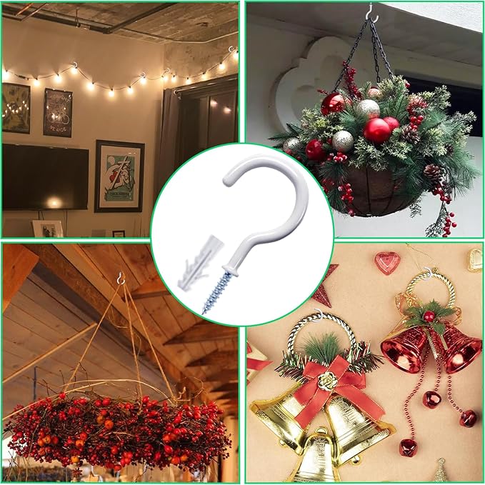 12 Pcs Ceiling Hooks for Hanging Plants, Utensils and Christmas String Lights - Image 9