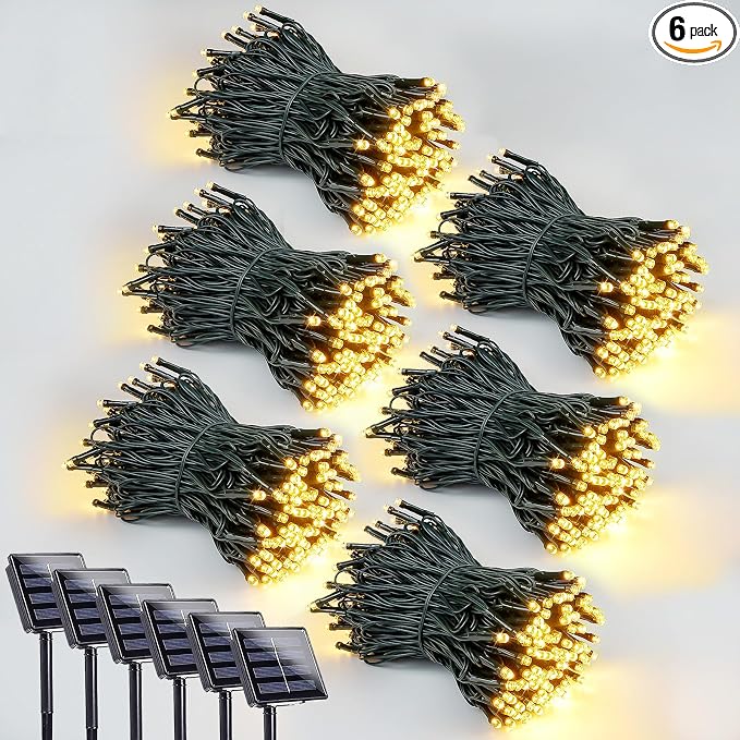 6 Pack 600 LED Solar String Lights by EEW