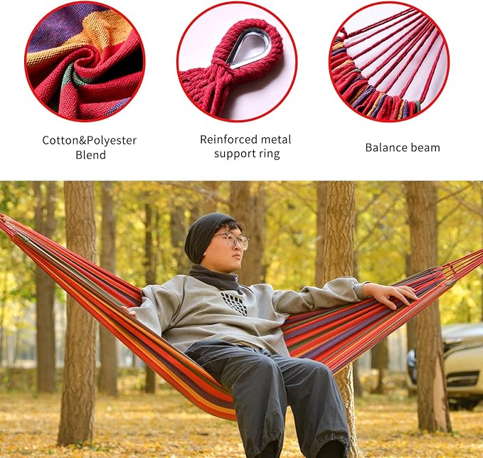 Rainbow Hammock Cotton Hammocks Comfortable Fabric Hammock - Image 4
