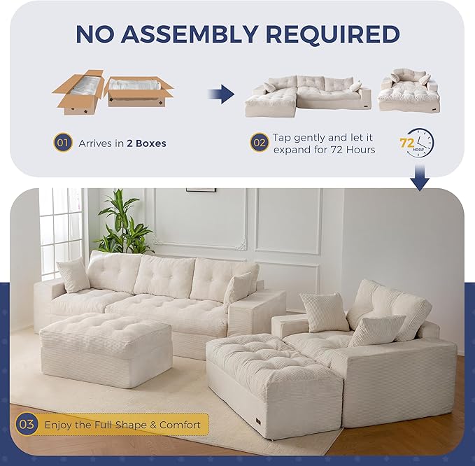 MAXYOYO Sectional Sofa Couch and Chaise Lounge, L Shaped Modern Cloud Couch - Image 6