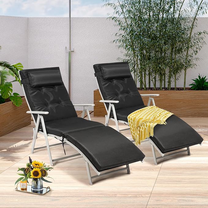 Giantex Chaise Lounge Chair for Outside, Pool Folding Reclining Beach Chair - Image 9