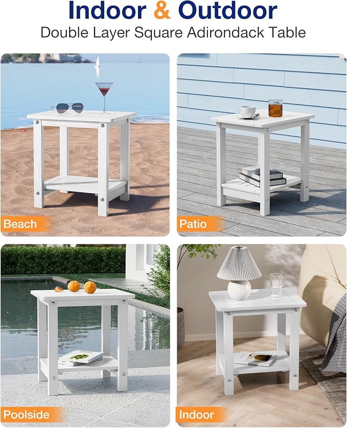 YEFU Outdoor Side Table for Patio: 16" HIPS Weather - Image 7