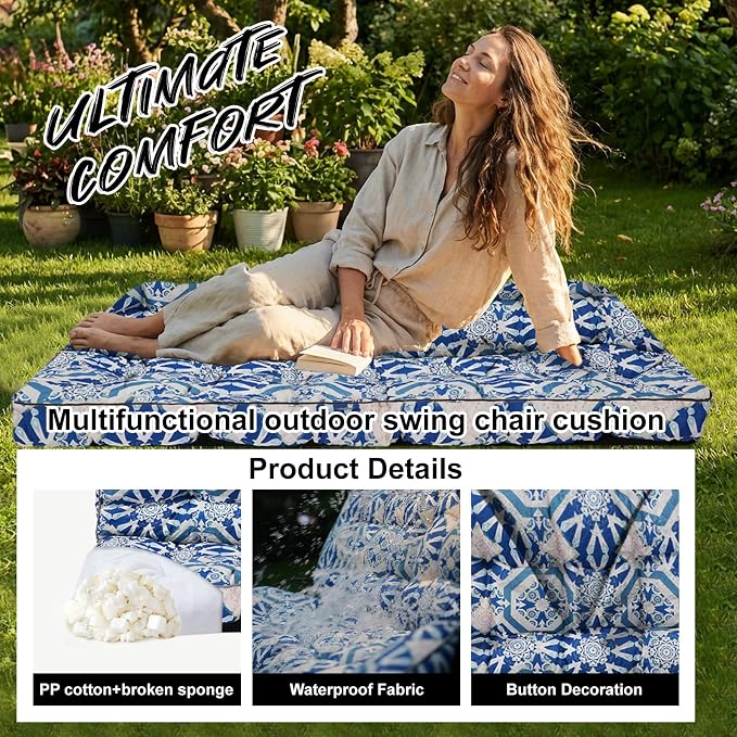 Waterproof Porch Swing Cushion Replacement, 2–3 Seat Swing Seat Cushion - Image 3