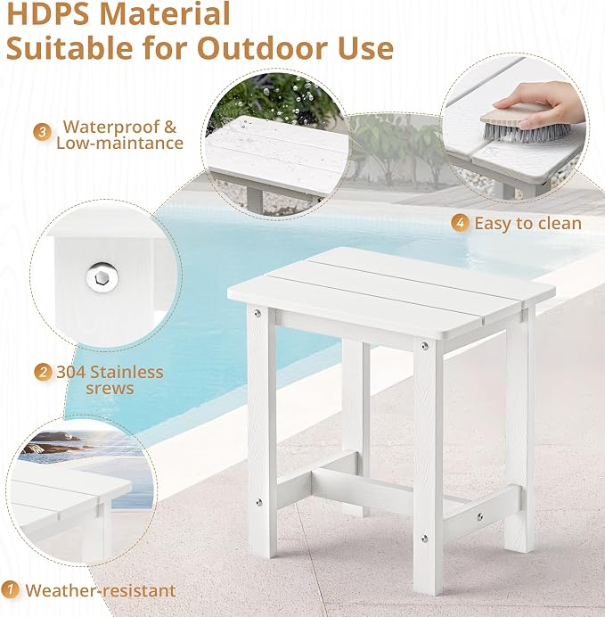 LUE BONA Outdoor Side Table Set of 2, HDPS Small Outdoor Table, Adirondack Side - Image 6