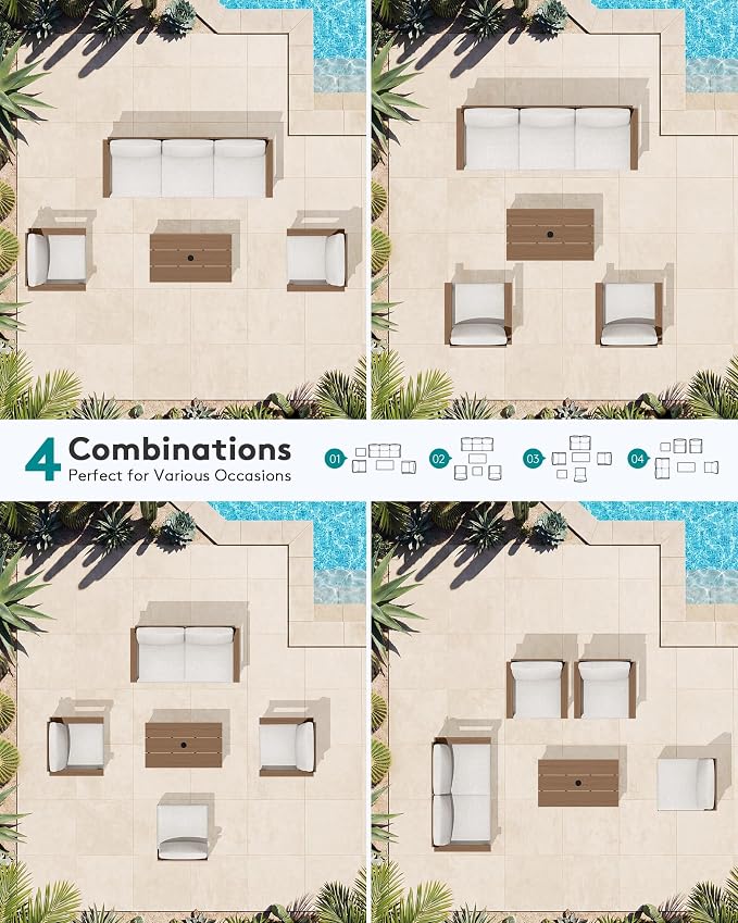 SERWALL HDPE Patio Conversation Set, 6-piece Sectional Outdoor Furniture Set - Image 8