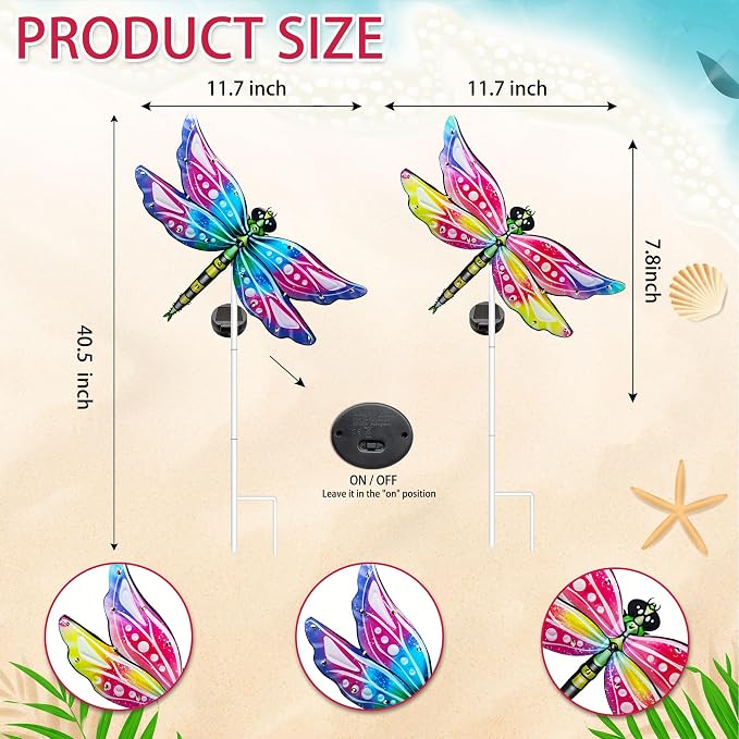 Hexagram Dragonfly Garden Decor, Dragonfly Garden Stakes Set of 2, Gardening - Image 6