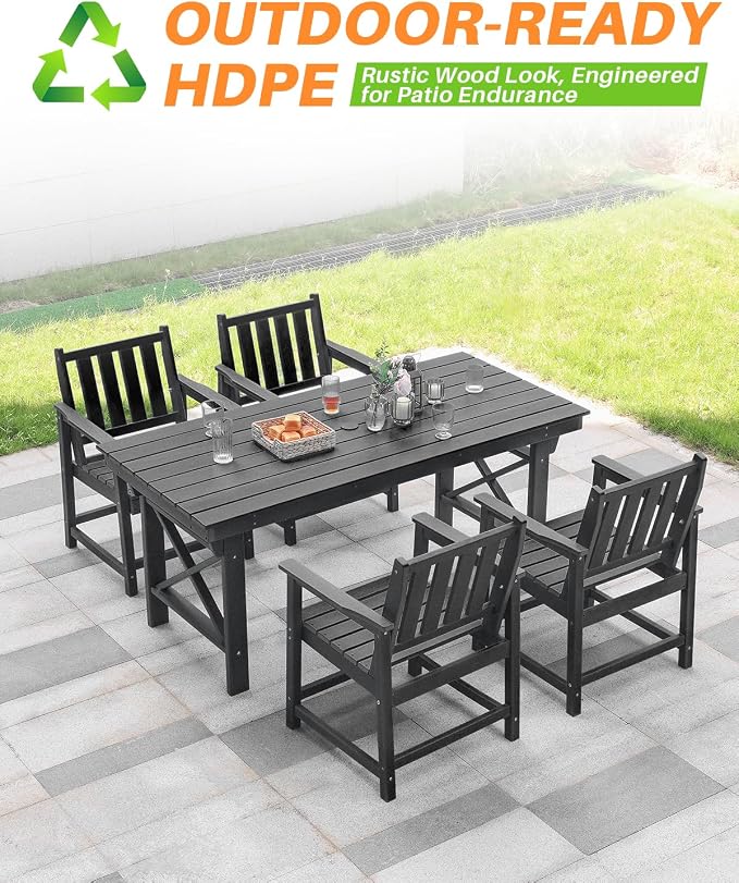 5-Piece HDPE Patio Dining Set, Outdoor Table and Chairs - Image 7