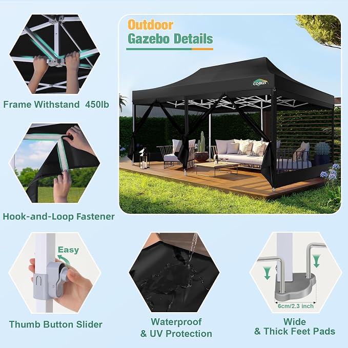 COBIZI 10x20 Canopy Tent, Heavy Duty Pop up Canopy - Image 2