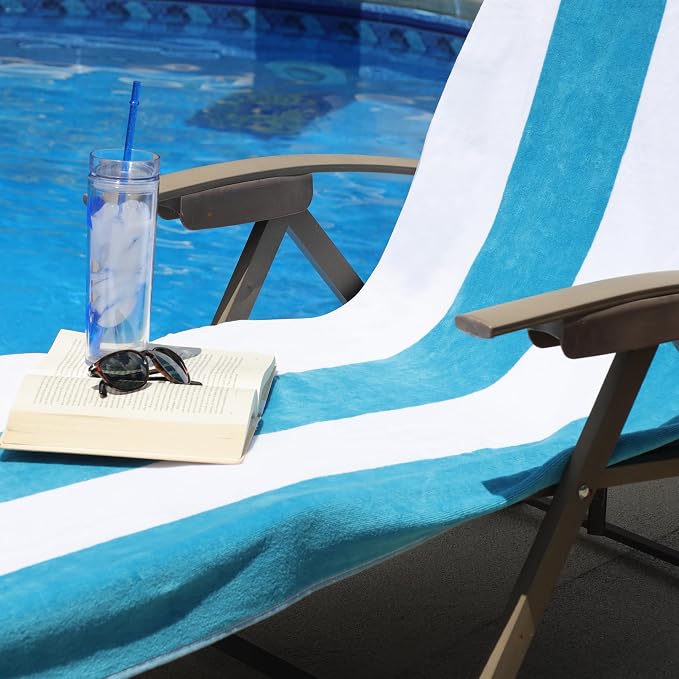 Superior Cabana Cotton Lounge Chair Cover, Outdoor Towel/Chaise Furniture Covers - Image 8