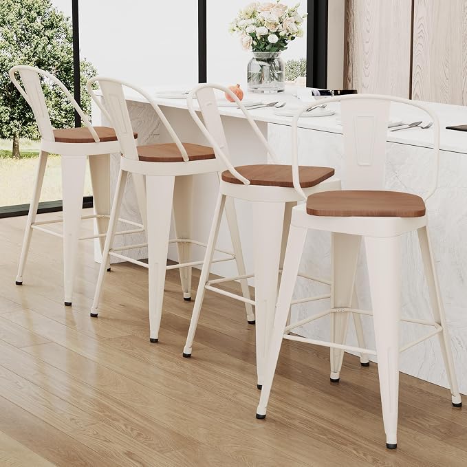 Aklaus Swivel Bar Stools 30 inch Swivel Metal Bar Height Barstools Set of 4 - Image 6