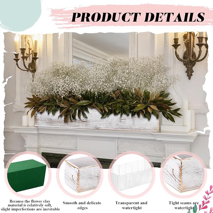 Dandat 2 Set Wood Boxes for Centerpieces 16x4 Inch Rectangle Wooden Planter Box - Image 3