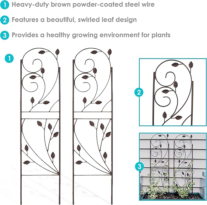Sunnydaze 32-Inch Rustic Plant Design Outdoor Garden Trellis - Image 2