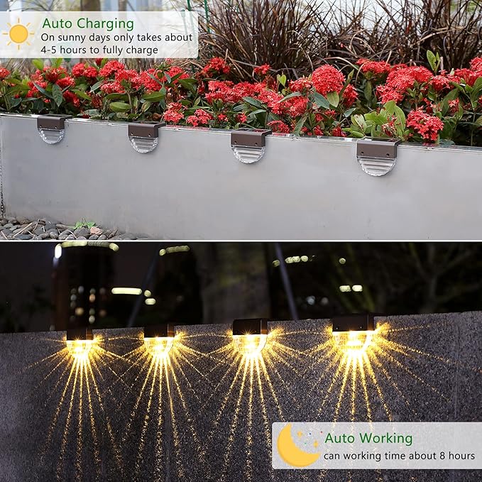 Solar Deck Lights, 6 Pack Waterproof LED Solar Step Light Outdoor, Fence Lights - Image 5