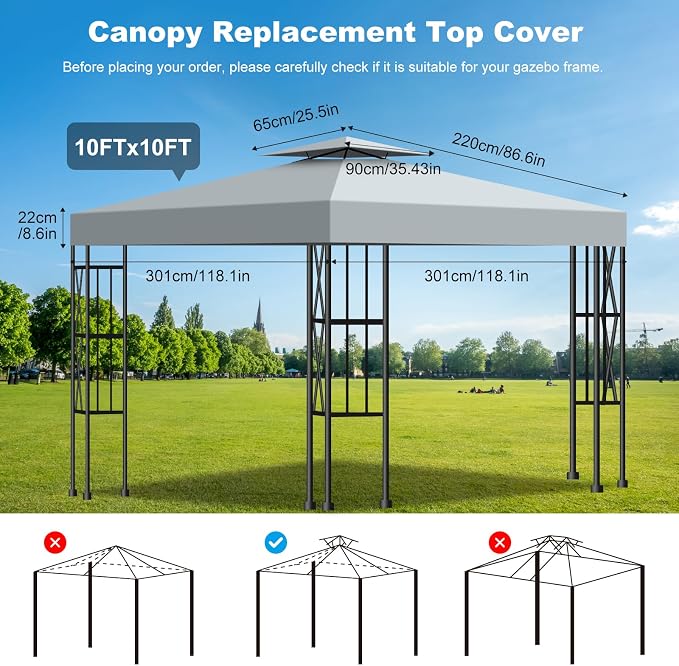 10x10 Canopy Replacement Top Cover Canopy Top Replacement, Double Layer Vented - Image 8